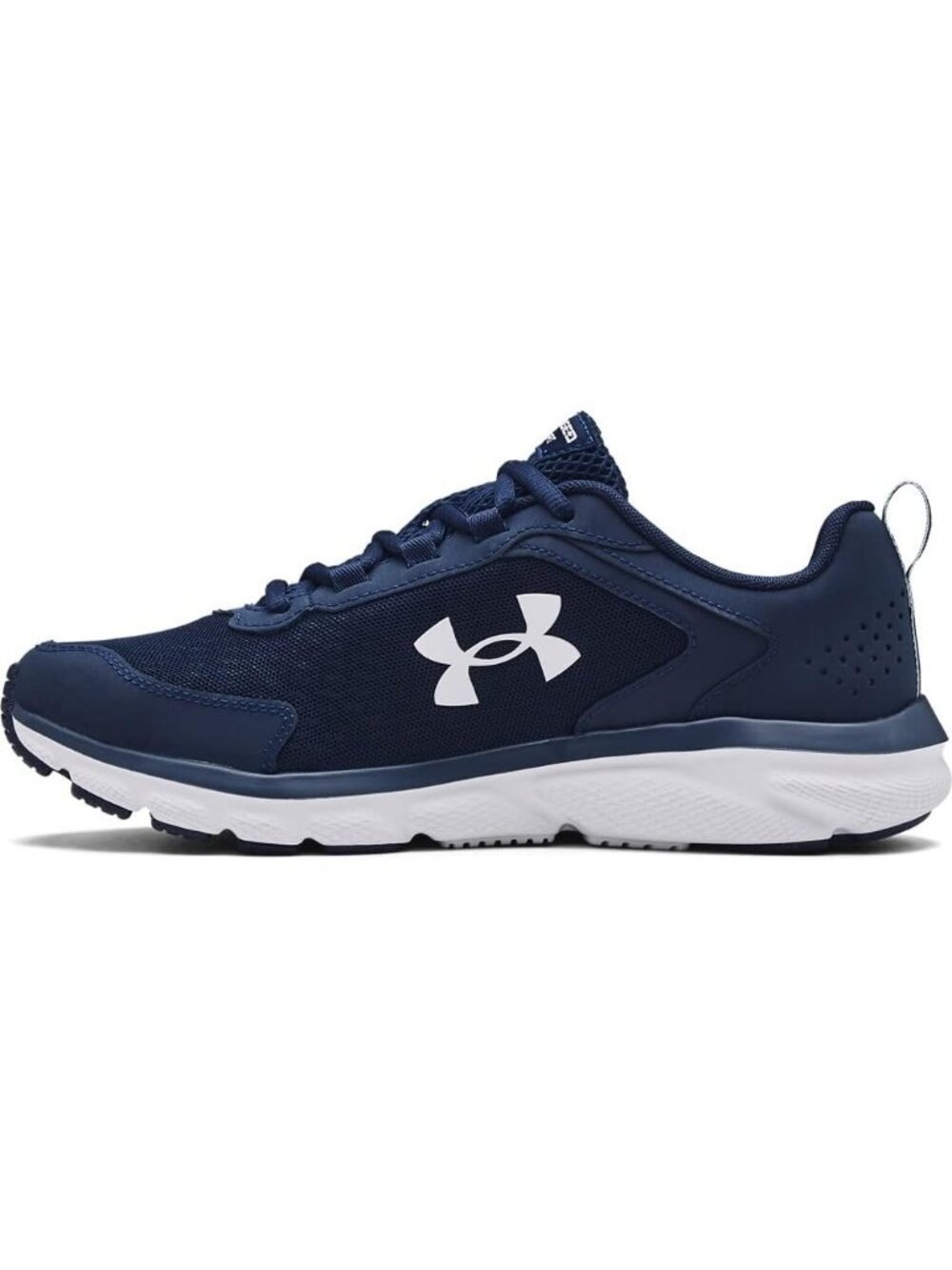 Men's White Blue Running Breathable No Heel Closed Toe Charged Assert Sneaker